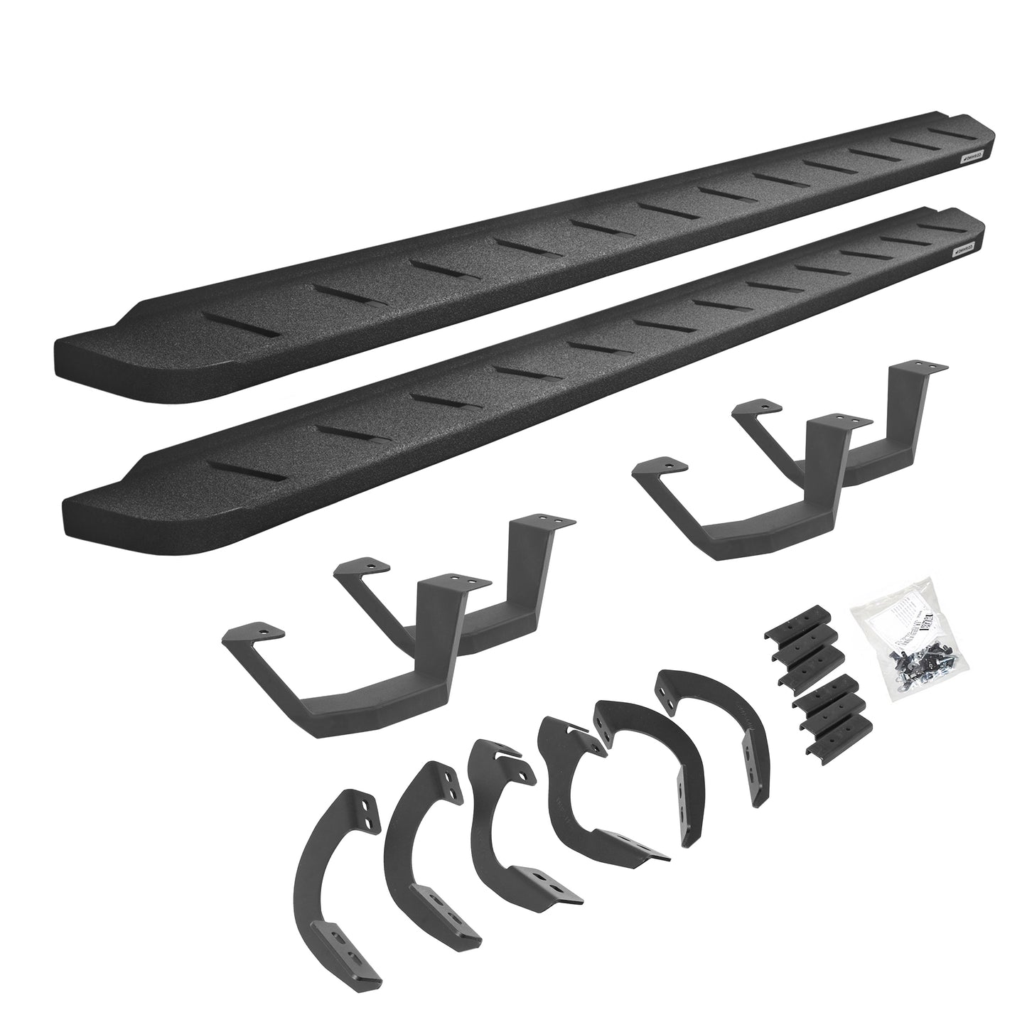 Go Rhino 6344256820T RB10 Running Boards With Mounting Brackets & 2 Pairs Of Drop Steps Kit Protective Bedliner Coating