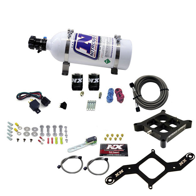 Nitrous Express 4150 SINGLE ENTRY CROSSBAR PLATE SYSTEM PRO POWER(100-500HP) W/5LB BOTTLE NX-63540-05