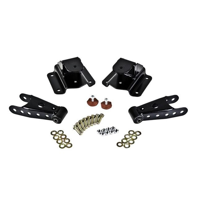 BELLTECH 6580 SHACKLE & HANGER KIT 4 in. Drop Leaf Spring Shackle & Hanger Kit (Front Hanger/Rear Shackle) 1994-1999 Dodge Ram 1500 Std Cab 8 cyl. (all exc. Long bed) 4 in. Rear Drop