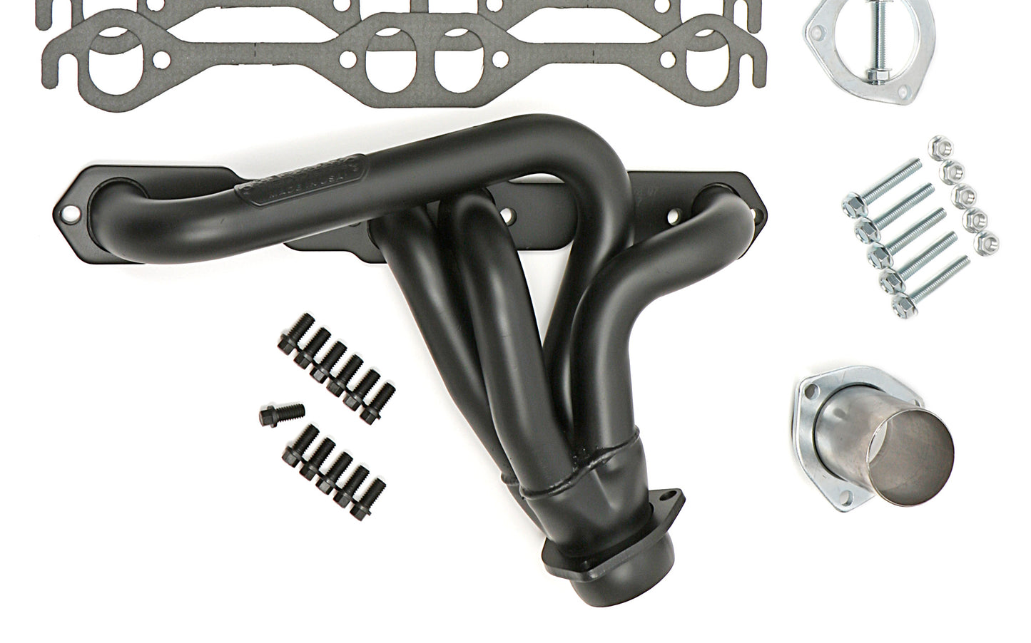 Hedman Hedders SB CHEVY V8 (GEN1) INTO 72-86 JEEP CJ; HEAVY-DUTY 1-1/2 IN. SHORT TUBE DESIGN- BLACK ELITE CERAMIC FINISH 63678