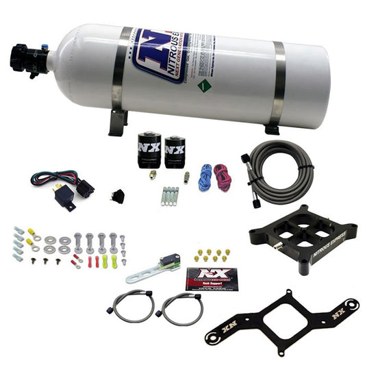 Nitrous Express 4150 SINGLE ENTRY CROSSBAR PLATE SYSTEM RNC (250-750HP) W/15LB BOTTLE NX-63840-15