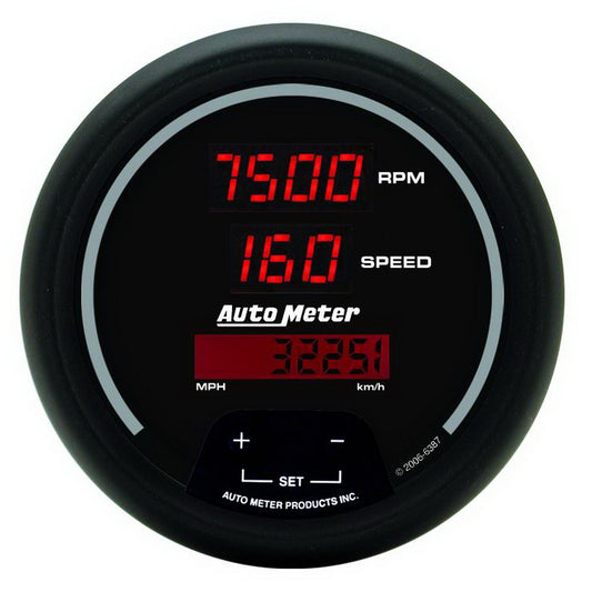 AutoMeter 3-3/8 in. TACHOMETER/SPEEDOMETER COMBO 10K RPM/260 MPH/260 KM/H SPORT-COMP DIGITAL 6387