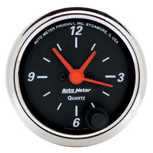 AutoMeter 2-1/16 in. CLOCK 12 HOUR DESIGNER BLACK 1484