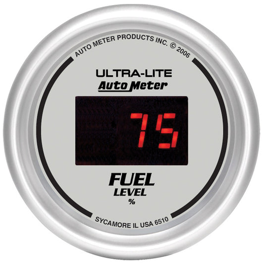 AutoMeter 2-1/16 in. FUEL LEVEL PROGRAMMABLE 0-280 O DIG. SILVER 6510