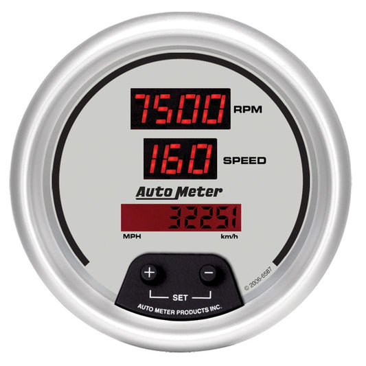 AutoMeter 3-3/8 in. TACHOMETER/SPEEDOMETER COMBO 10K RPM/260 MPH/260 KM/H ULTRA-LITE DIGITAL 6587