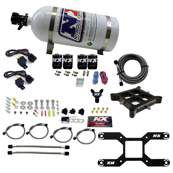 Nitrous Express 4150 DUAL STAGE BILLET CROSSBAR (50-300 & 100-500HP) WITH 10LB BOTTLE. NX-66042-10