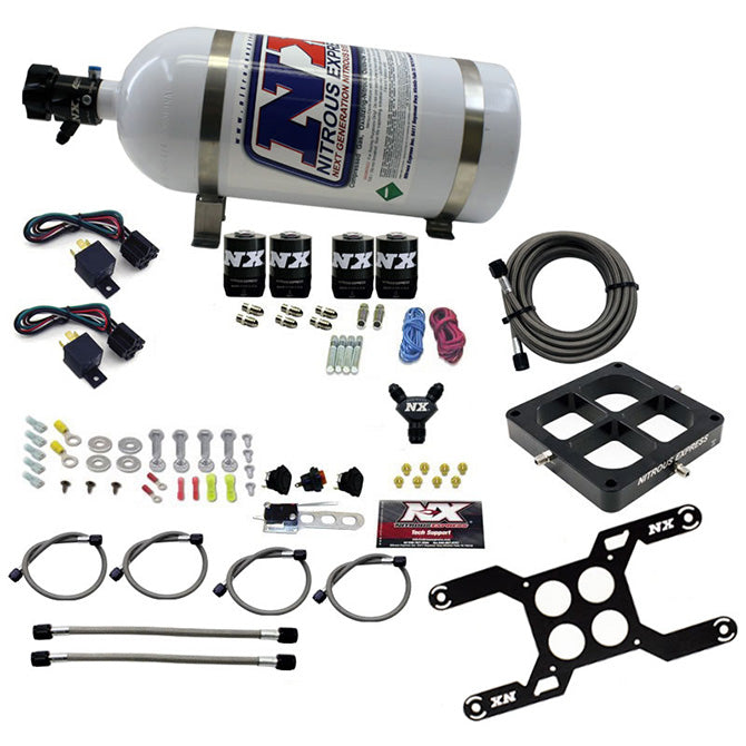 Nitrous Express DOMINATOR DUAL STAGE BILLET CROSSBAR (50-300 & 100-500HP) WITH 10LB BOTTLE. NX-66047-10