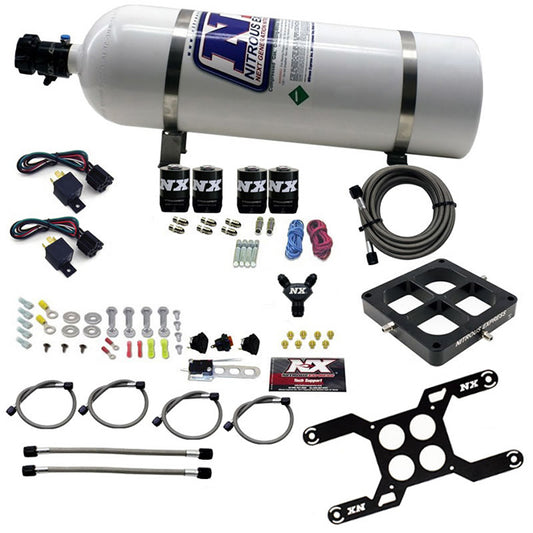 Nitrous Express DOMINATOR DUAL STAGE BILLET CROSSBAR (50-300 & 100-500HP) WITH 15LB BOTTLE. NX-66047-15