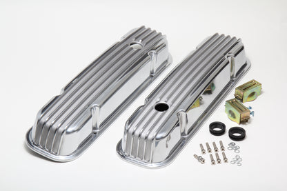 Trans-Dapt Performance Finned Aluminum Valve Covers With Hole; Pontiac 326-455 V8S 1959-79 6613