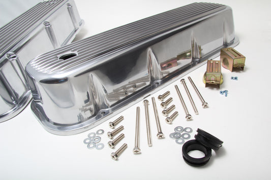Trans-Dapt Performance Finned Aluminum Valve Covers With Hole; Bb Chevy 396-502 V8S 1965-95 6615