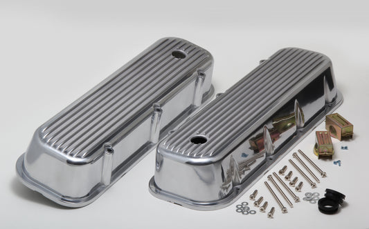Trans-Dapt Performance Finned Aluminum Valve Covers With Hole; Bb Chevy 396-502 V8S 1965-95 6615