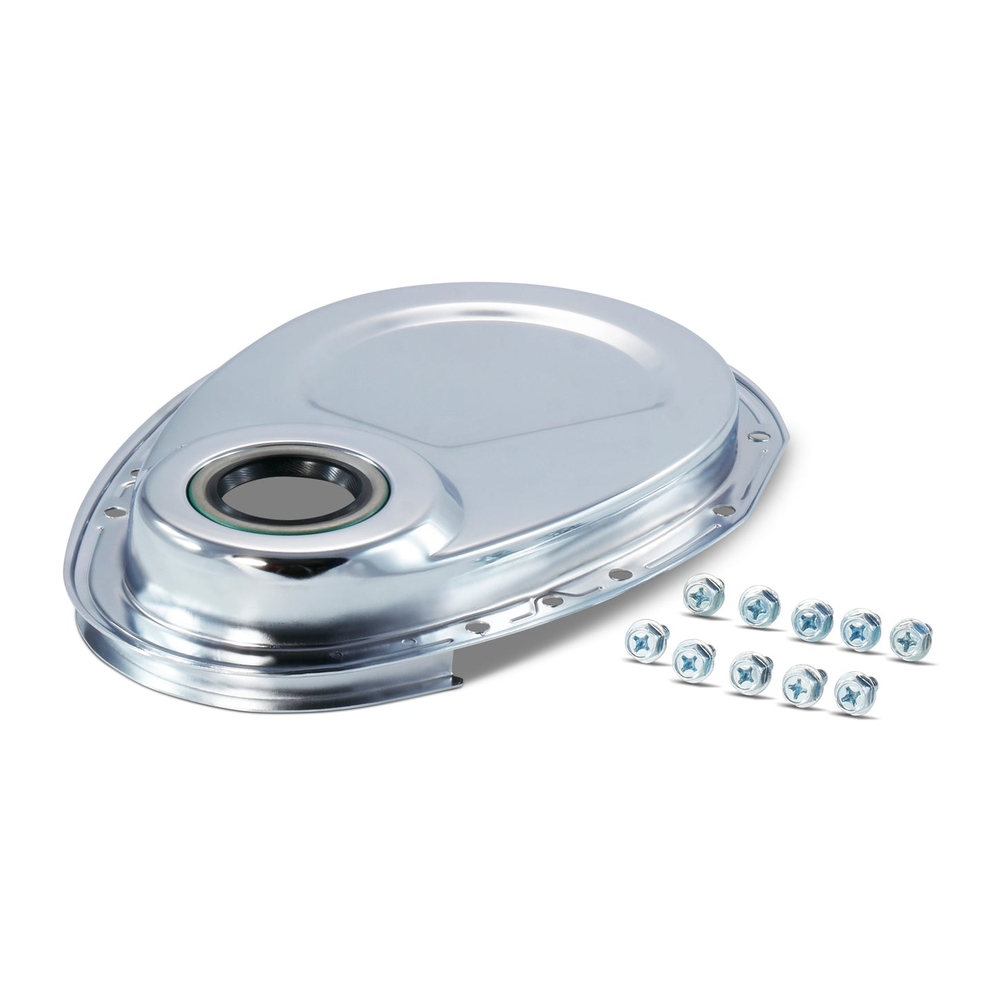 Proform Timing Chain Cover; Chrome; Steel; Fit SB Chevy 69-91; Crankshaft Seal Included 66151