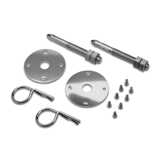 Proform Hood Pin Kit; Stainless; 2 Pin, Scuff Plates; Safety Pins and Hardware Included 66649