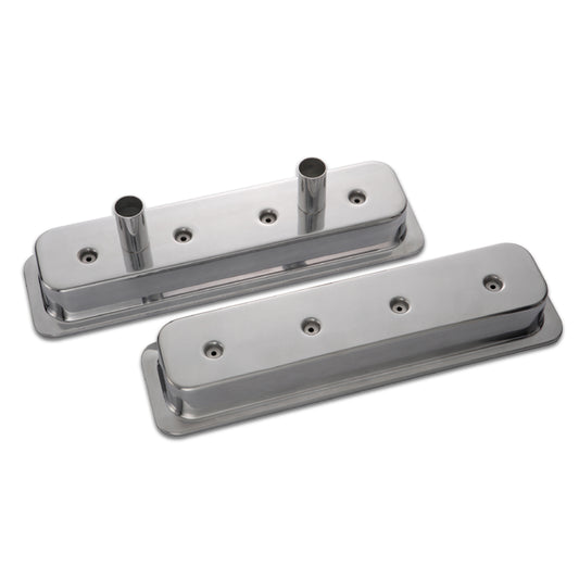 Proform Engine Valve Covers; Circle Track-Center Bolt Style; Die Cast; w/Tubes; SB Chevy 66734