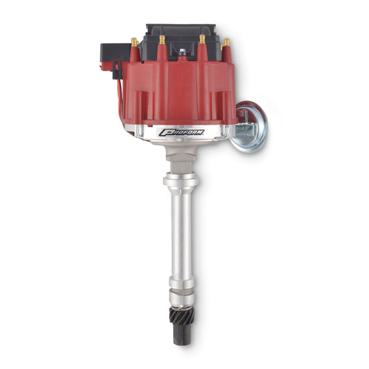 Proform HEI Distributor; Racing Type w/Vac-Adv; Red Cap; Polished; For Chevy V8 Engines 66941R