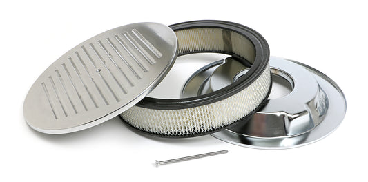 Trans-Dapt Performance Round Air Cleaner Set Pinstripe (Ball-Milling); 14 In. Diameter 3 In. Tall- Aluminum 6700