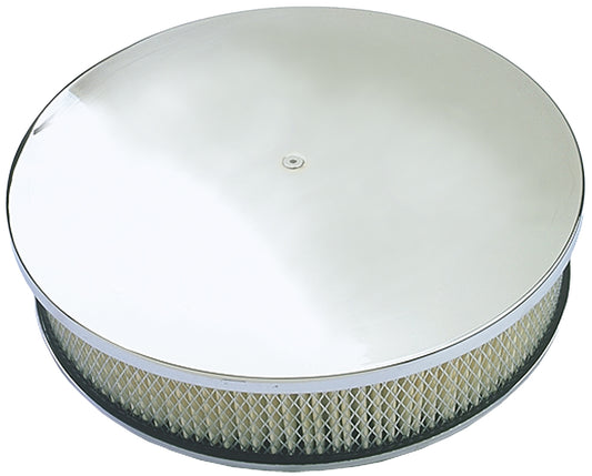 Trans-Dapt Performance Round Air Cleaner Set Plain (Ball-Milling); 14 In. Diameter 3 In. Tall- Aluminum 6701