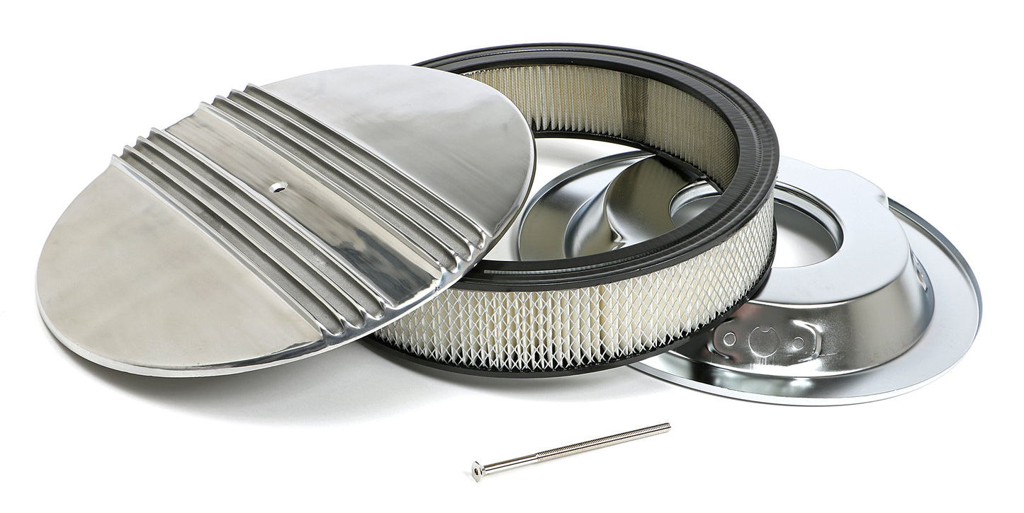 Trans-Dapt Performance Finned Aluminum Round Air Cleaner Set; 3 In. Tall 14 In. Diameter 5-1/8 In. Neck 6706