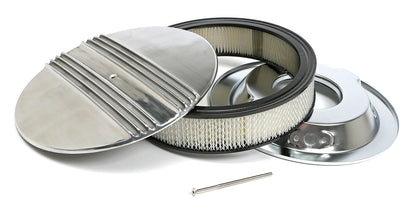 Trans-Dapt Performance Finned Aluminum Round Air Cleaner Set; 3 In. Tall 14 In. Diameter 5-1/8 In. Neck 6706