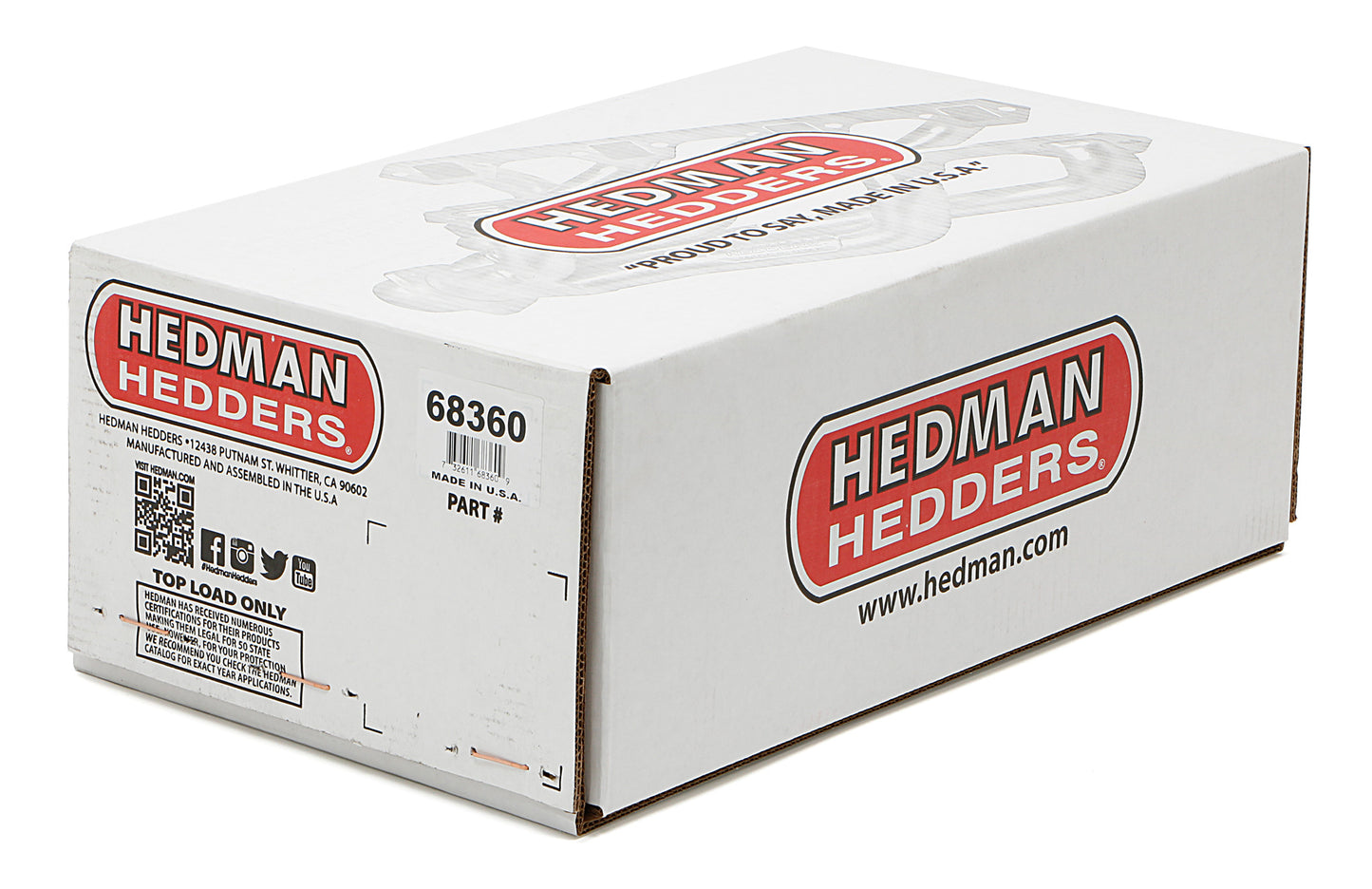 Hedman Hedders BLOCK HUGGER HEADERS; CHEVY SB 283-400; 1-1/2 IN. TUBES; UNCOATED 68360