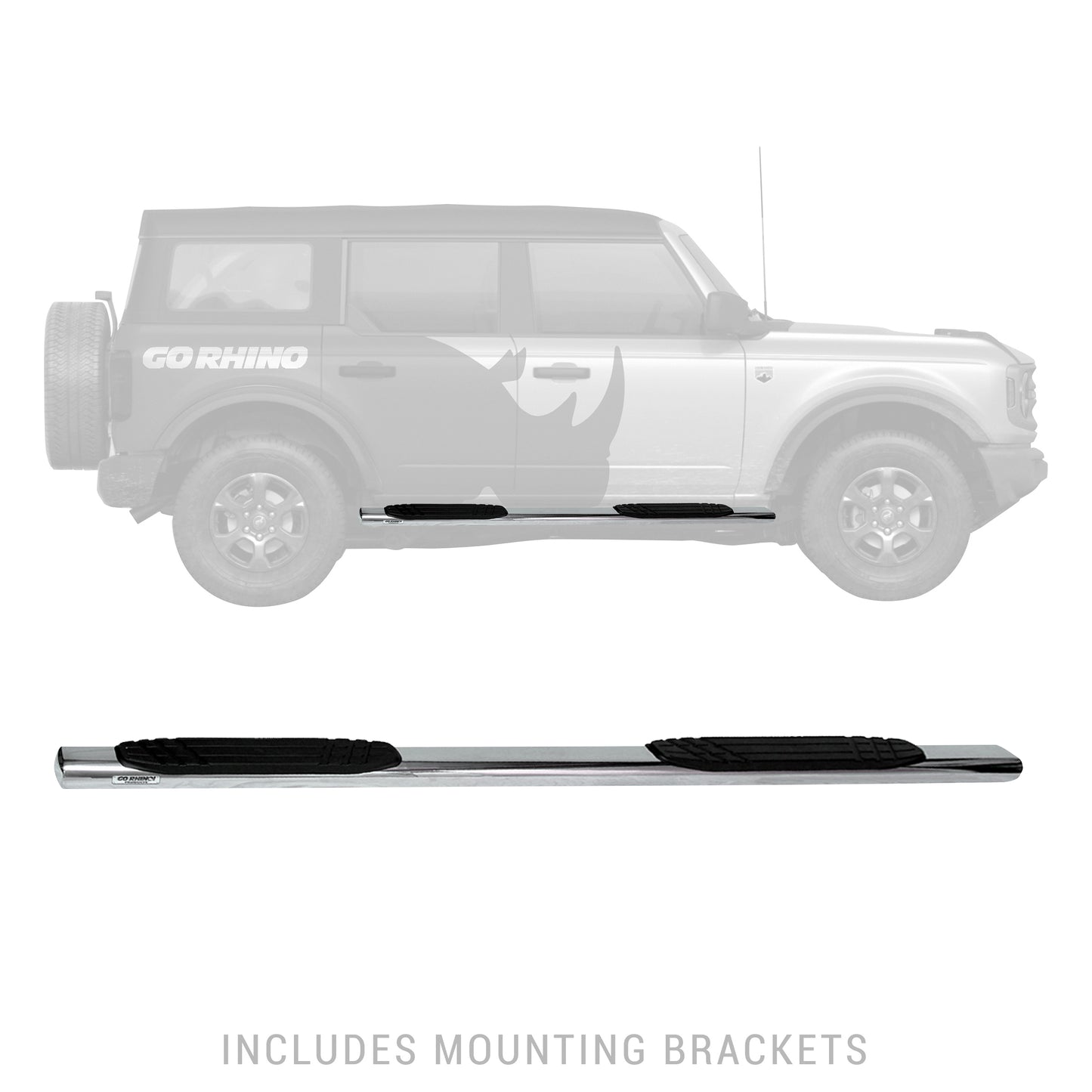 Go Rhino 684412971PS 4" OE Xtreme SideSteps With Mounting Bracket Kit Polished Stainless Steel