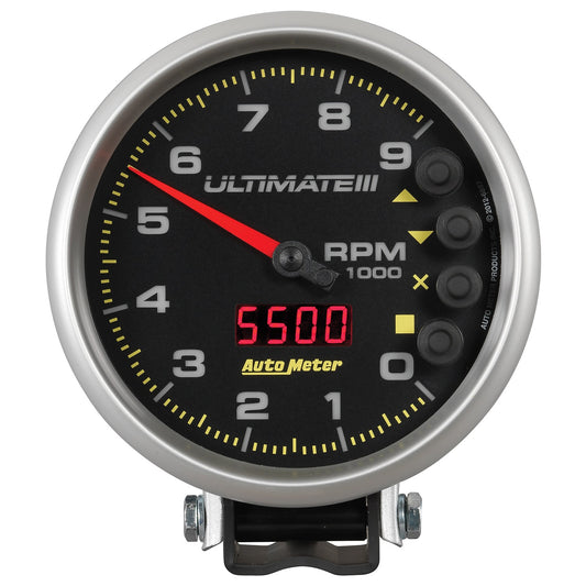 AutoMeter 5 in. TACHOMETER 0-9000 RPM PEDESTAL ULTIMATE III PLAYBACK BLACK 6887