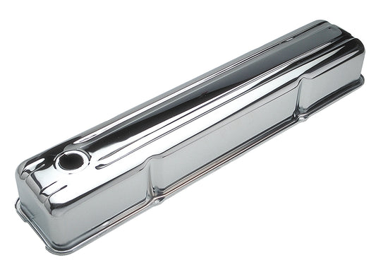 Trans-Dapt Performance Traditional Design Valve Covers; Short; 1950-1962 Chevy 235 L6- Chrome 6892