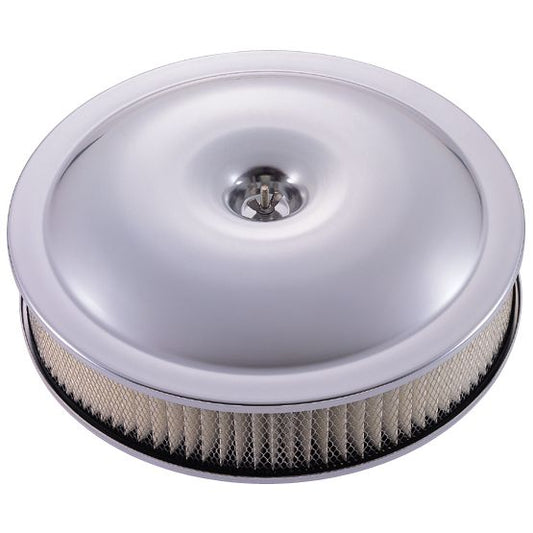 Proform Engine Air Cleaner Assembly 14 In. Dia; Aluminum; Clear Anodized; Paper Filter 66809