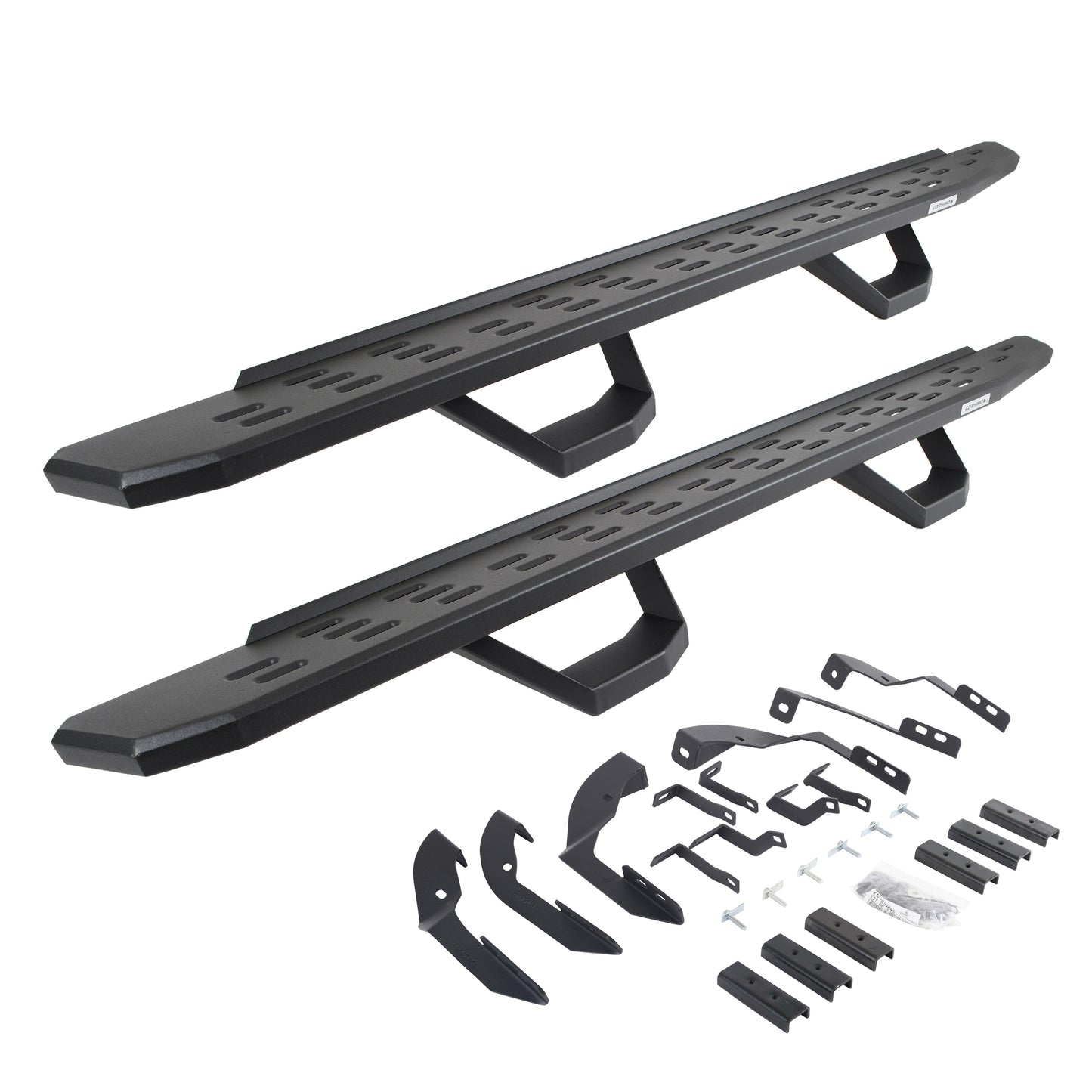 Go Rhino 6960428020PC RB30 Running Boards With Mounting Brackets & 2 Pairs Of Drops Steps Kit Textured Black