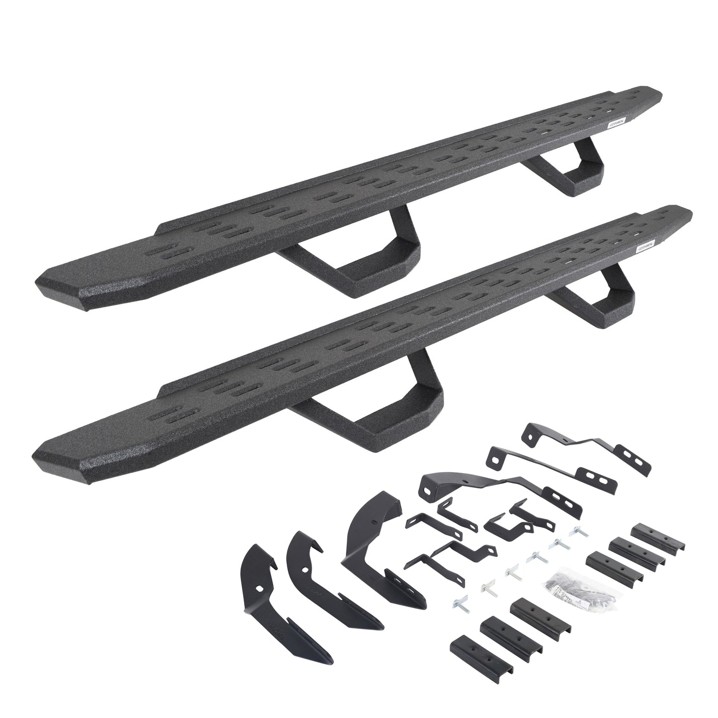 Go Rhino 6960428020T RB30 Running Boards With Mounting Brackets & 2 Pairs Of Drops Steps Kit Protective Bedliner Coating
