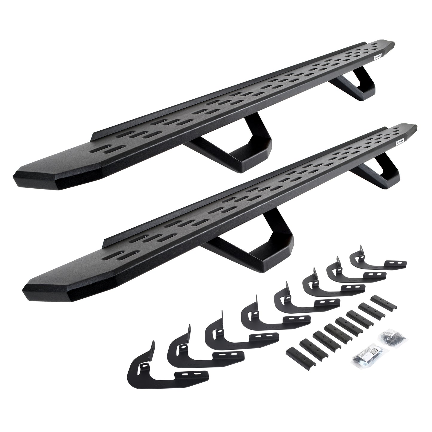 Go Rhino 6960478720PC RB30 Running Boards With Mounting Brackets & 2 Pairs Of Drops Steps Kit Textured Black
