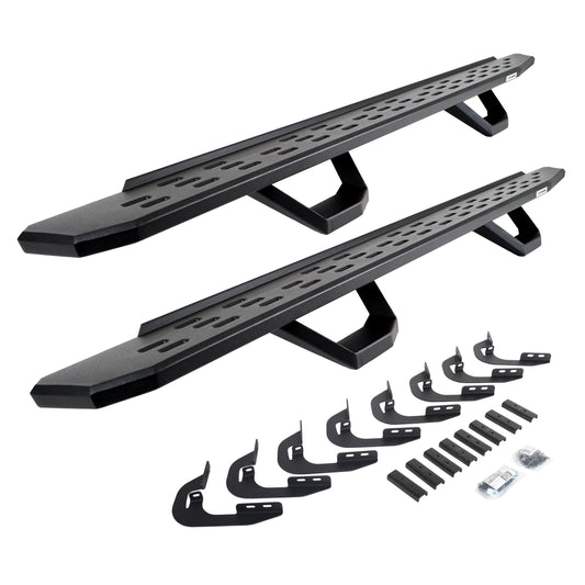 Go Rhino 6960478720PC RB30 Running Boards With Mounting Brackets & 2 Pairs Of Drops Steps Kit Textured Black