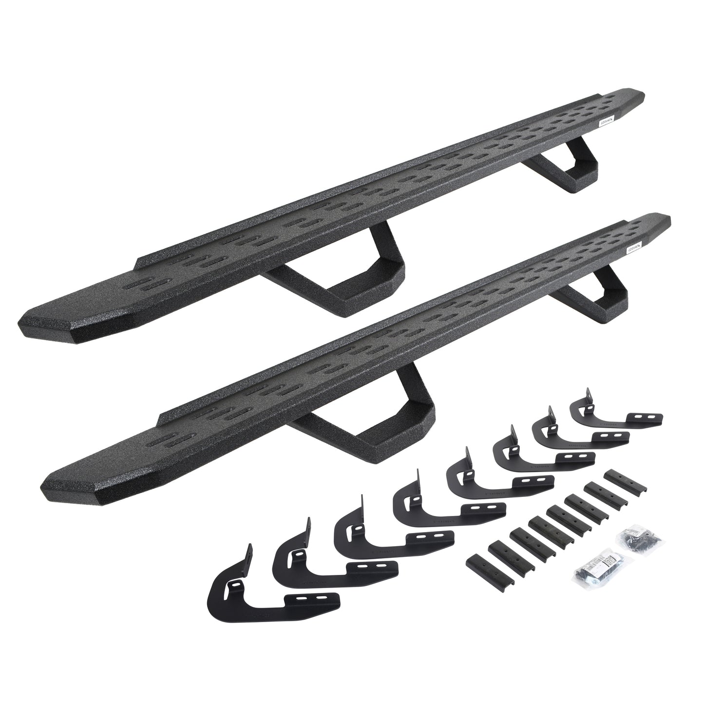 Go Rhino 6960478720T RB30 Running Boards With Mounting Brackets & 2 Pairs Of Drops Steps Kit Protective Bedliner Coating