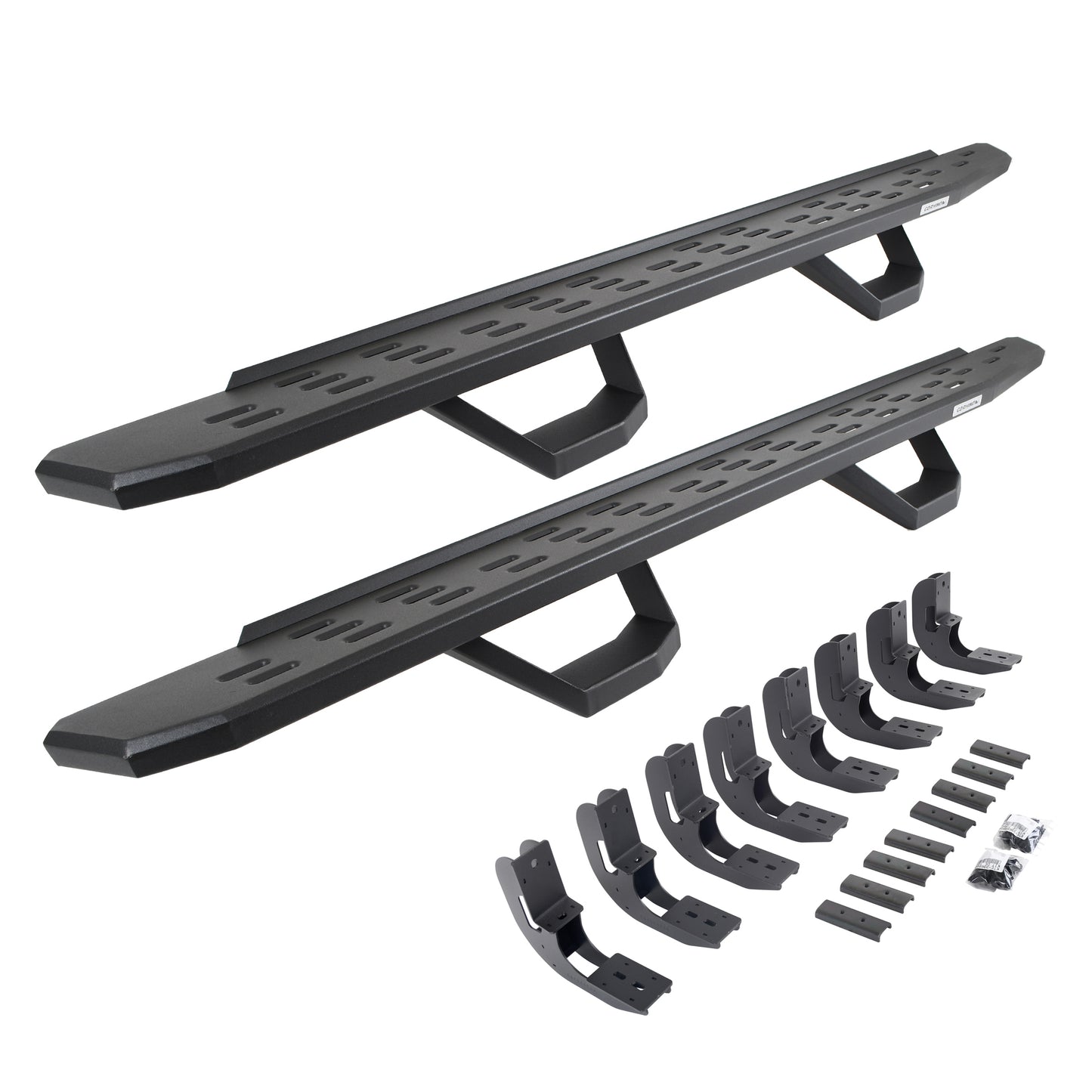 Go Rhino 69604880PC RB30 Running Boards With Mounting Brackets & 2 Pairs Of Drop Steps Kit Textured Black