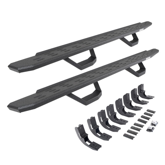 Go Rhino 69604880T RB30 Running Boards With Mounting Brackets & 2 Pairs Of Drop Steps Kit Protective Bedliner Coating