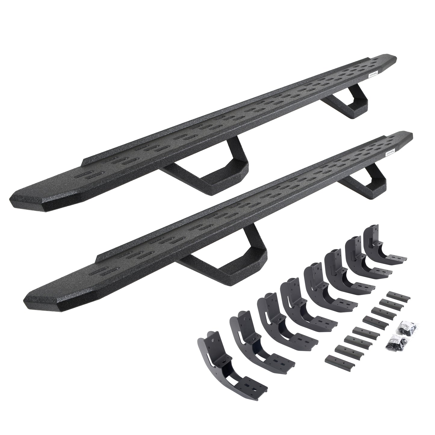 Go Rhino 6960488720T RB30 Running Boards With Mounting Brackets & 2 Pairs Of Drops Steps Kit Protective Bedliner Coating