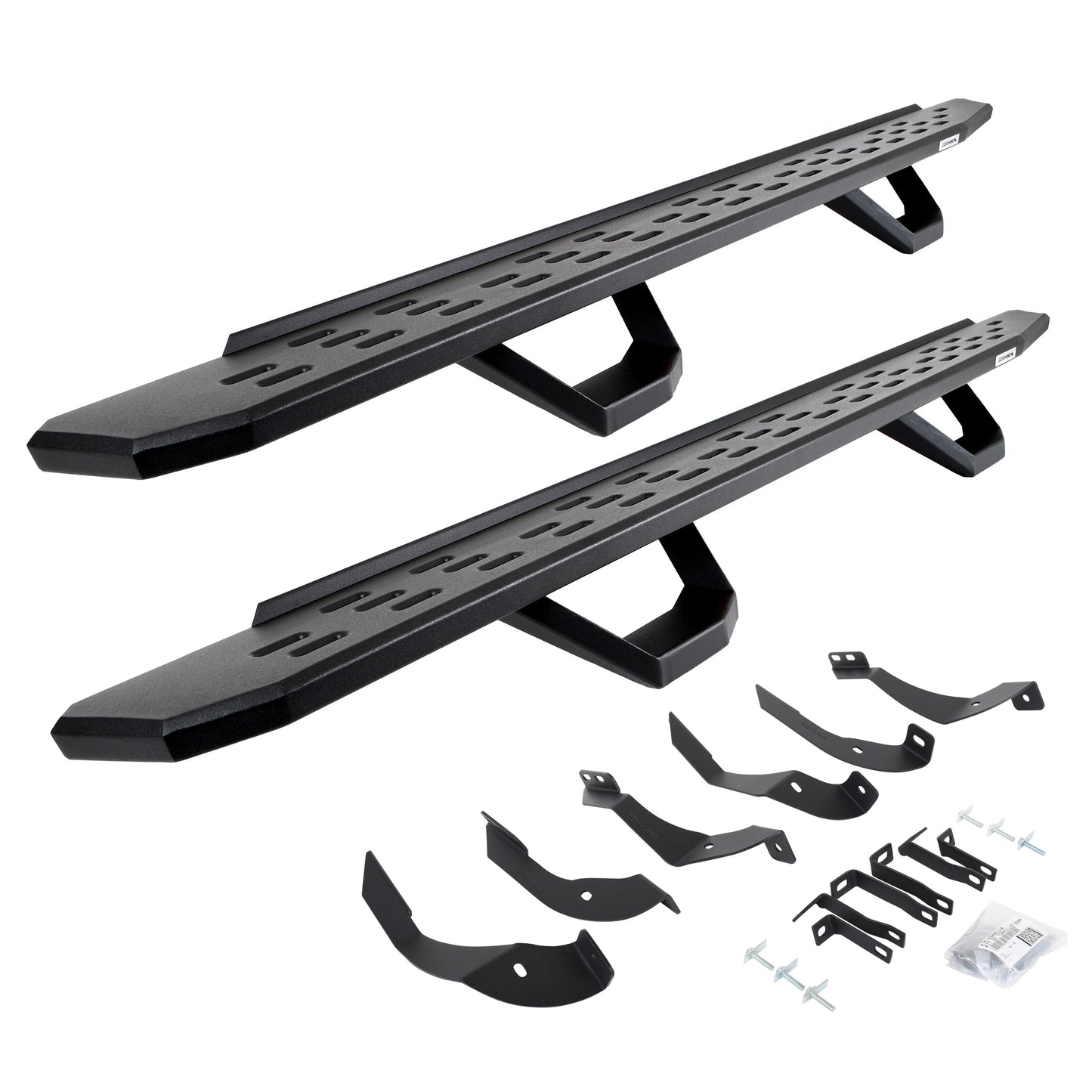 Go Rhino 6960518720PC RB30 Running Boards With Mounting Brackets & 2 Pairs Of Drops Steps Kit Textured Black