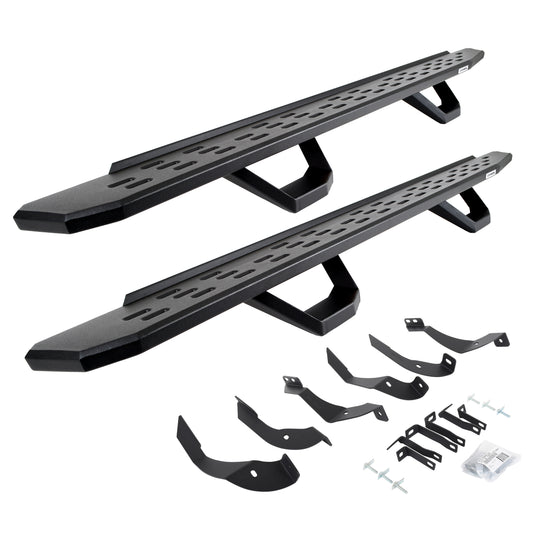Go Rhino 6960518720PC RB30 Running Boards With Mounting Brackets & 2 Pairs Of Drops Steps Kit Textured Black