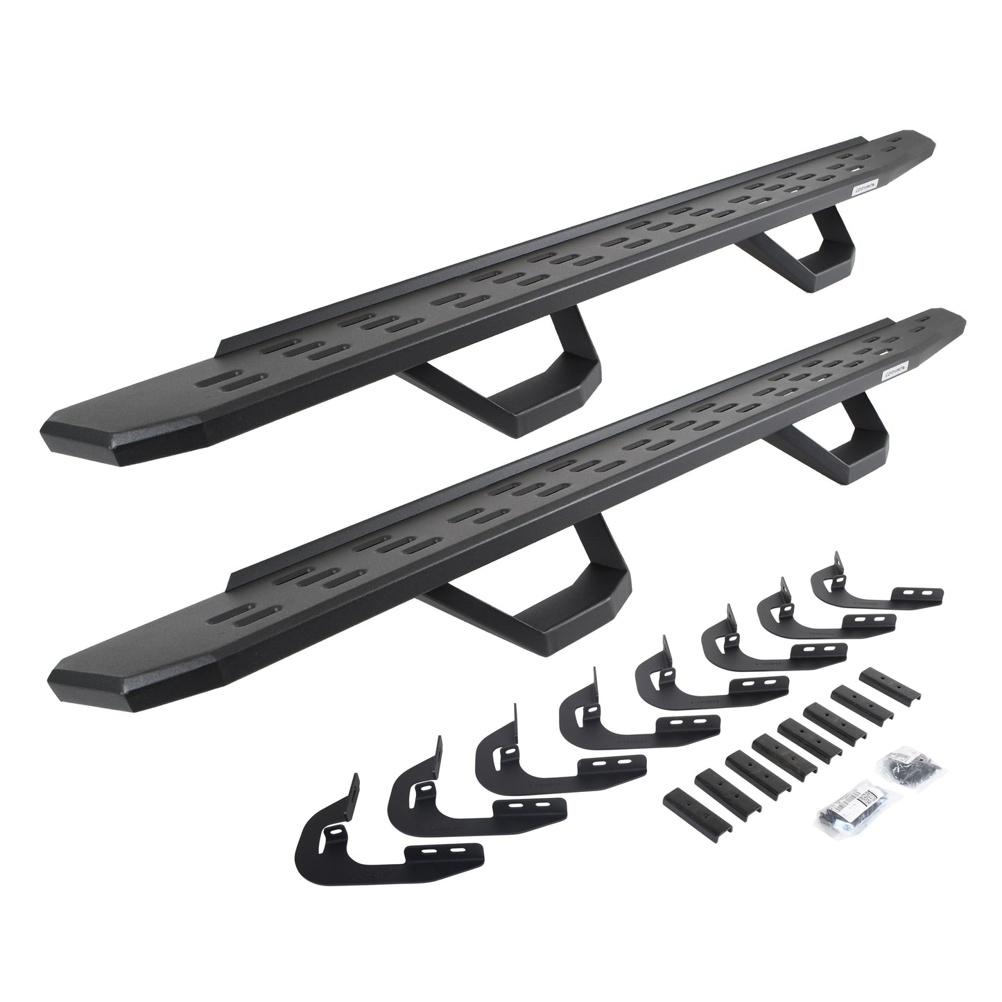 Go Rhino 6960588020PC RB30 Running Boards With Mounting Brackets & 2 Pairs Of Drops Steps Kit Textured Black