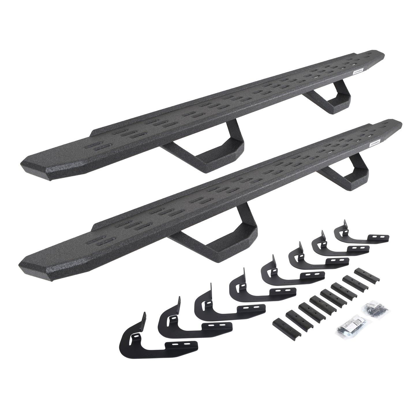 Go Rhino 6960588020T RB30 Running Boards With Mounting Brackets & 2 Pairs Of Drops Steps Kit Protective Bedliner Coating