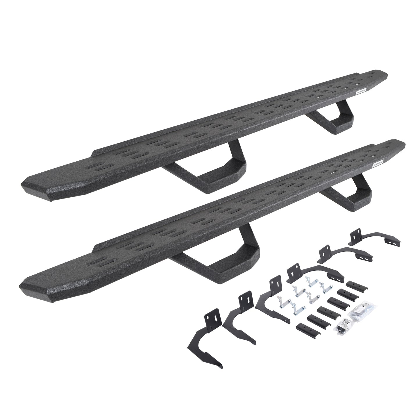 Go Rhino 6960998020T RB30 Running Boards With Mounting Brackets & 2 Pairs Of Drops Steps Kit Protective Bedliner Coating