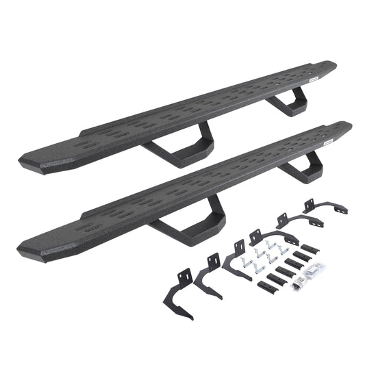Go Rhino 6960998020T RB30 Running Boards With Mounting Brackets & 2 Pairs Of Drops Steps Kit Protective Bedliner Coating