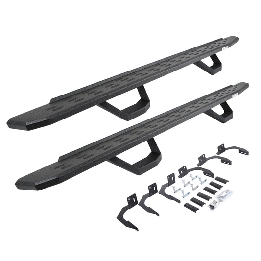 Go Rhino 6961068720T RB30 Running Boards With Mounting Brackets & 2 Pairs Of Drops Steps Kit Protective Bedliner Coating