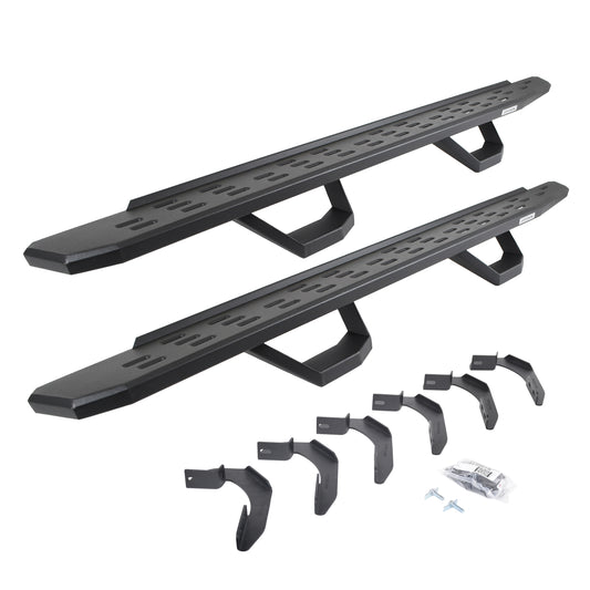 Go Rhino 6961268020PC RB30 Running Boards With Mounting Brackets & 2 Pairs Of Drops Steps Kit Textured Black