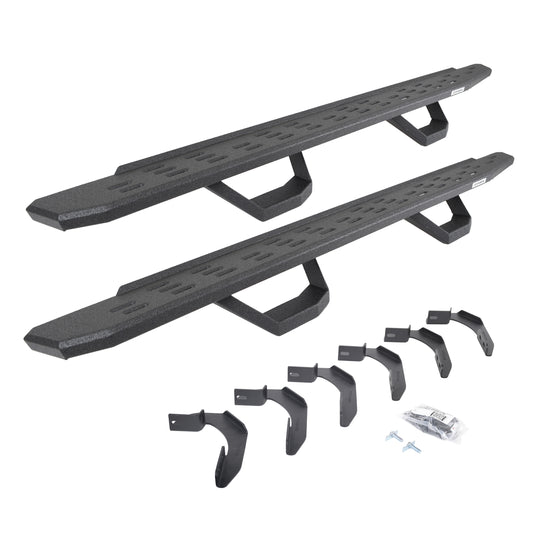 Go Rhino 6961268020T RB30 Running Boards With Mounting Brackets & 2 Pairs Of Drops Steps Kit Protective Bedliner Coating