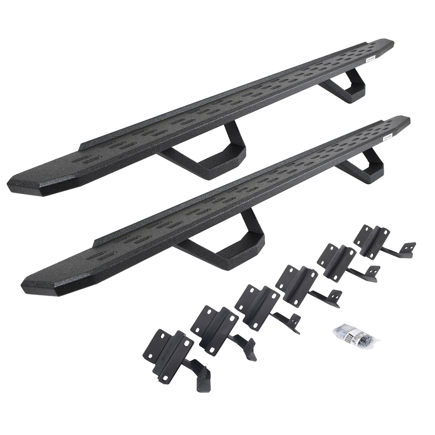 Go Rhino 6961508720T RB30 Running Boards With Mounting Brackets & 2 Pairs Of Drops Steps Kit Protective Bedliner Coating