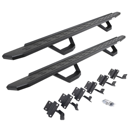 Go Rhino 6961508720T RB30 Running Boards With Mounting Brackets & 2 Pairs Of Drops Steps Kit Protective Bedliner Coating