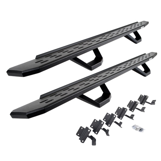 Go Rhino 6961558720PC RB30 Running Boards With Mounting Brackets & 2 Pairs Of Drops Steps Kit Textured Black