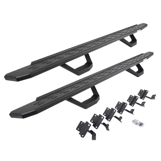 Go Rhino 6961558720T RB30 Running Boards With Mounting Brackets & 2 Pairs Of Drops Steps Kit Protective Bedliner Coating