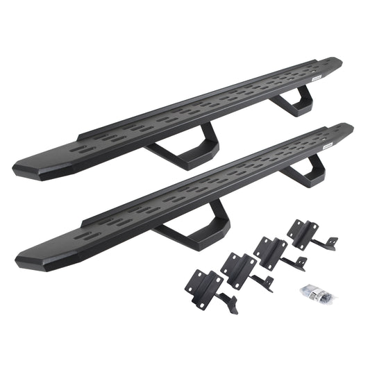 Go Rhino 6961778020PC RB30 Running Boards With Mounting Brackets & 2 Pairs Of Drops Steps Kit Textured Black